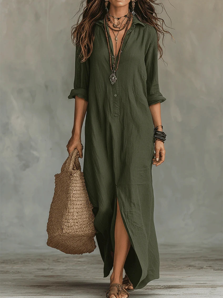 Solana | Vestido largo maxi con botones