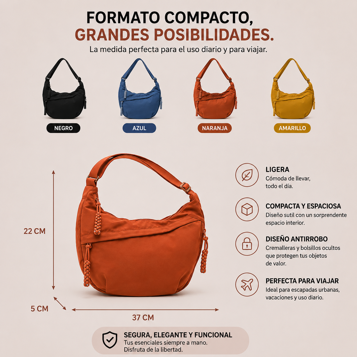 Elegante Bolso de Hombro unisex