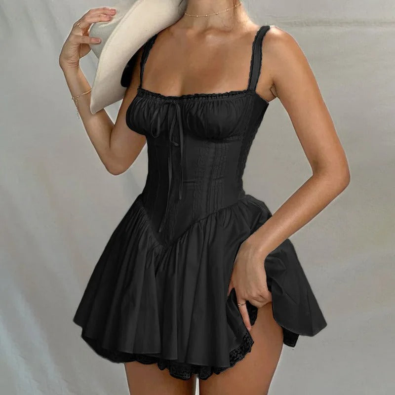 Adriana | Vestido Mini Bustier con Escote Corazón y Falda Evasé